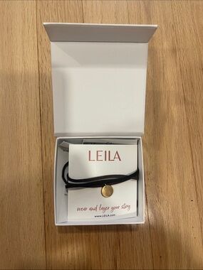 LEILA Black Suede choker with Gold Disc Charm